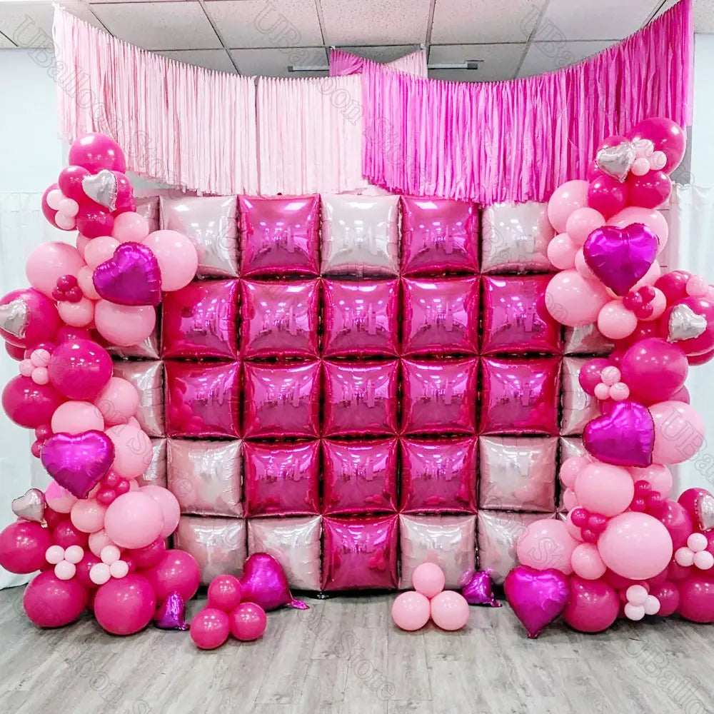 25/35 Piezas de Globos Cuadrados de Foil - Fondo Metálico Doble Cara en Oro y Rosa Caliente para Cumpleaños, Baby Showers y Bodas