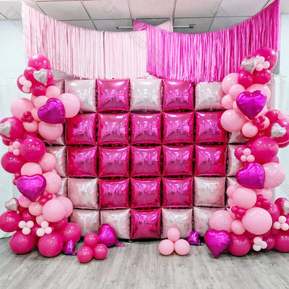 25/35 Piezas de Globos Cuadrados de Foil - Fondo Metálico Doble Cara en Oro y Rosa Caliente para Cumpleaños, Baby Showers y Bodas