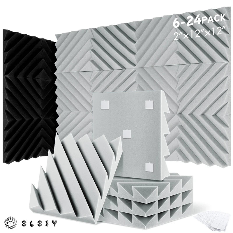 Paneles Acústicos de Absorción para Estudio en Casa, 6/12/24 Piezas, Diseño en Diamante, Alta Densidad, Paneles Decorativos 3D