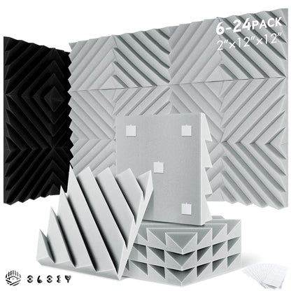 Paneles Acústicos de Absorción para Estudio en Casa, 6/12/24 Piezas, Diseño en Diamante, Alta Densidad, Paneles Decorativos 3D
