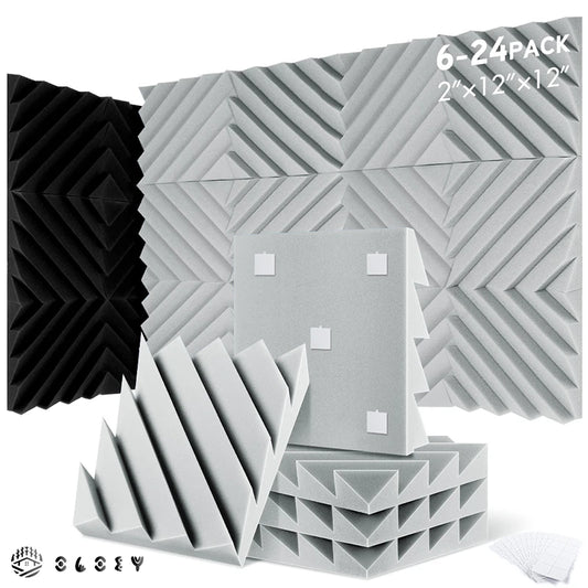 Paneles Acústicos de Absorción para Estudio en Casa, 6/12/24 Piezas, Diseño en Diamante, Alta Densidad, Paneles Decorativos 3D