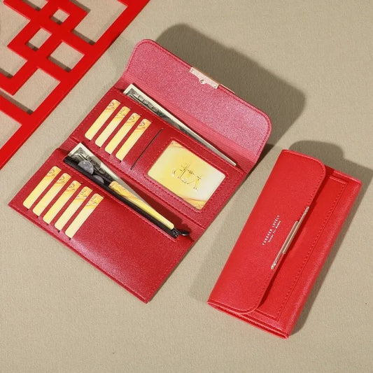2024 New Women's Wallet Metal Long Folding Personalized Student Cute Mini Fashion Wallet Handheld Zero Wallet