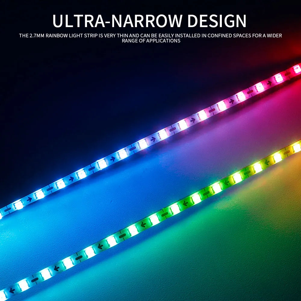 Tira LED WS2812B Ultra Delgada 2.7mm 160 LEDs/m RGBIC Enderezable DC5V/12V