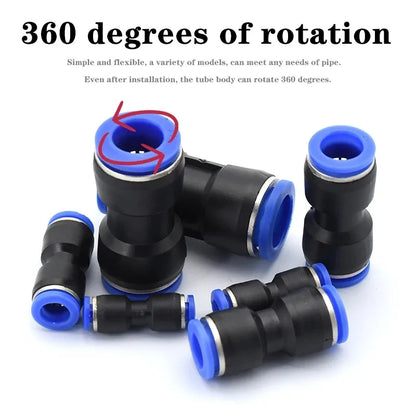 5 Piezas de Conector Rápido Pneumático para Tubos de Aire - Acoplamientos de Agua Push-In para Mangueras de 4mm a 16mm (PU, PY, PK, PM, PZA)