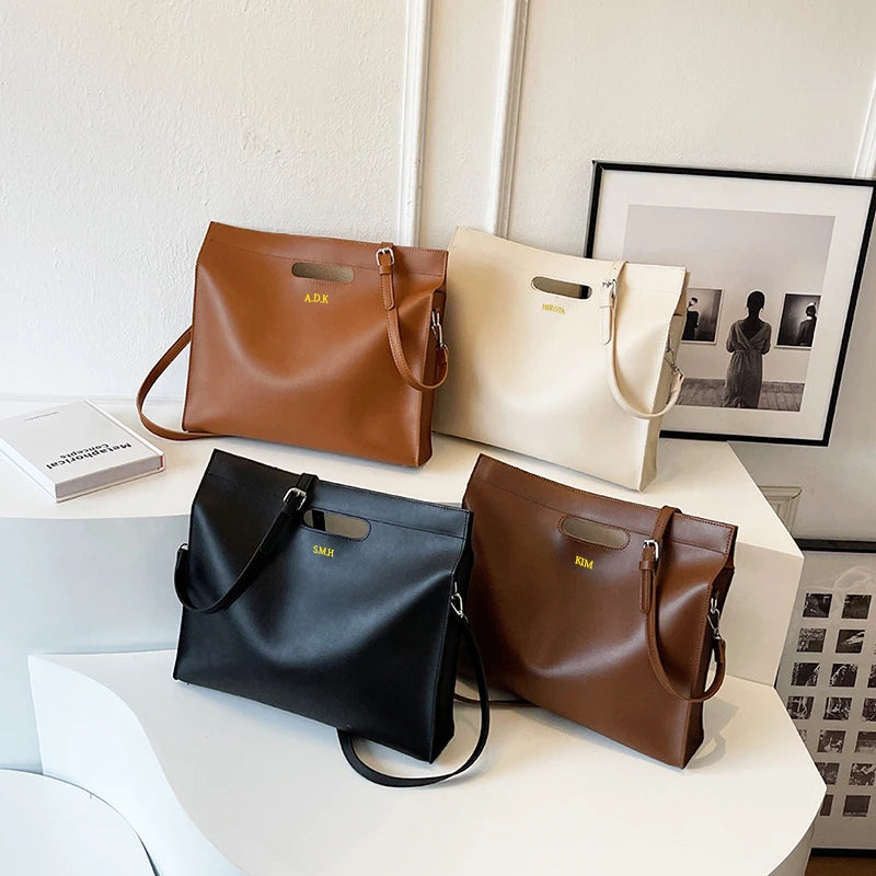 Bolso de Laptop de Lujo para Mujer - Maletín de Oficina Personalizado, Bolsa Crossbody de Gran Capacidad, Hecho en Cuero PU