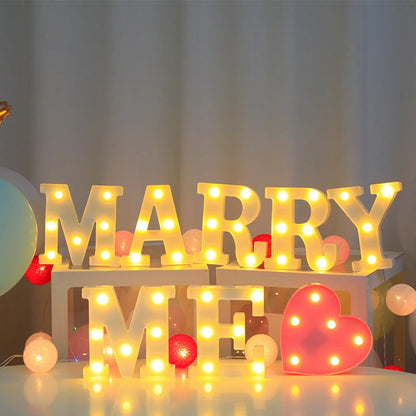 Lámparas LED de Letras y Números, Luz Nocturna con Pilas para Bodas, Cumpleaños, Navidad, Fiestas y Decoración del Hogar