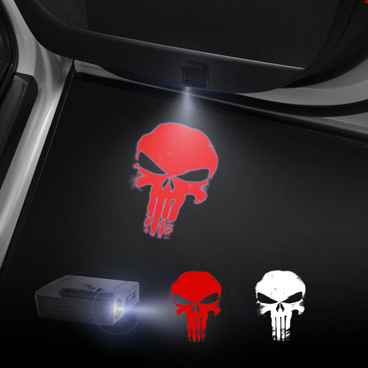 Luces de Bienvenida LED para Puertas de Coche con Proyección de Calavera (1-2 piezas) – Proyector Inalámbrico para Jeep, Wrangler, Ford, Dodge y Más
