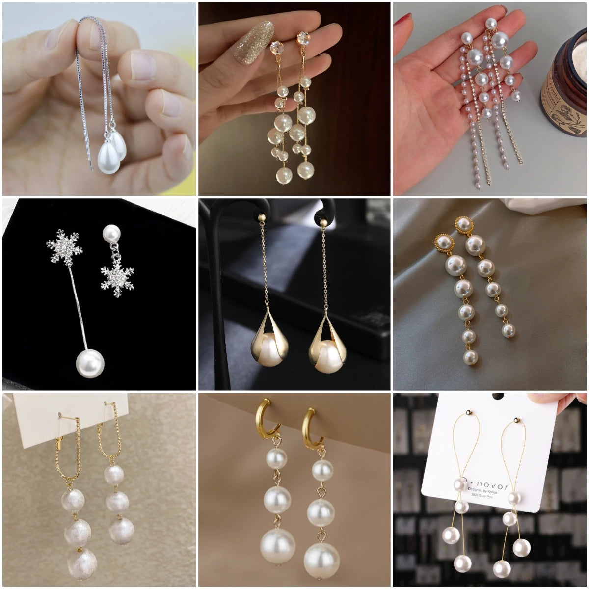 Pendientes de Perlas con Toque Floral y Estelar