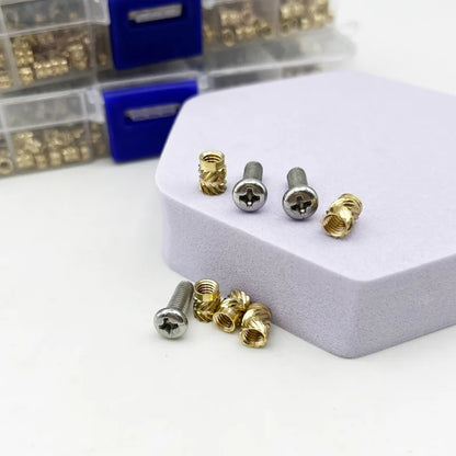 Kit de Tuercas y Tornillos de Latón - 260-500 pcs M2 M3 M4, Tuercas de Inserción de Fusión en Caliente para Impresoras 3D