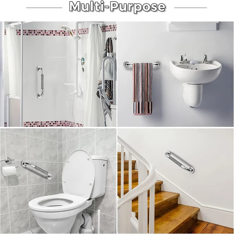 Barra de Agarre para Baño y WC de Acero Inoxidable de 300/400/500mm, Antideslizante, Soporte de Seguridad para Duchas con Toallero