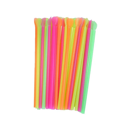 Título: Pajitas de plástico para beber con cuchara, ideales para batidos y bebidas espesas, disponibles en 50/1000/2000 unidades