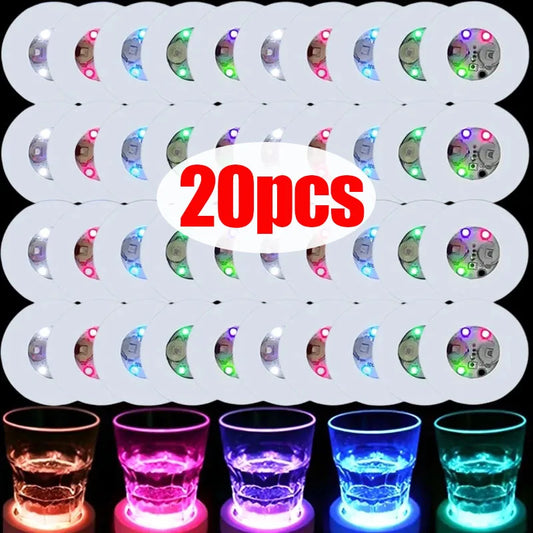 Pegatinas Luminosas para Tazas, Luces LED de 6cm para Posavasos, Bar, KTV, Fiesta de Boda, Cóctel, Decoración de Florero, 20/1 Piezas