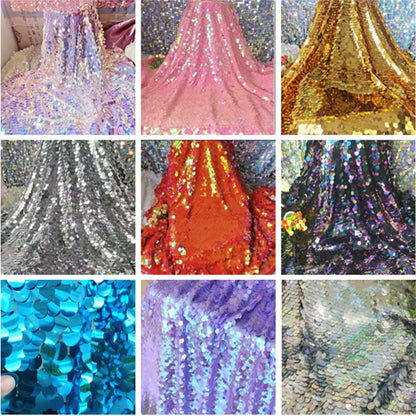 18mm Round Large Sequin Pink Mermaid Scale Dreamy Glitter Tablecloth Background Laser Iridescent Shiny Shoot Decor Cloth Party