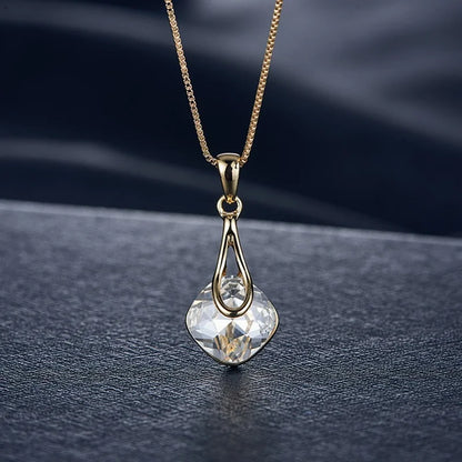 Conjunto de joyería para mujer, pendientes cuadrados de diamantes de imitación, collar con colgante de gota de agua, a la moda