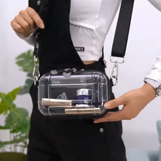 Bolso Bandolera Transparente Impermeable - Tote de Viaje Multifuncional para Compras y Almacenamiento - Ideal para Teléfonos y Accesorios (18 x 11 x 5 cm)