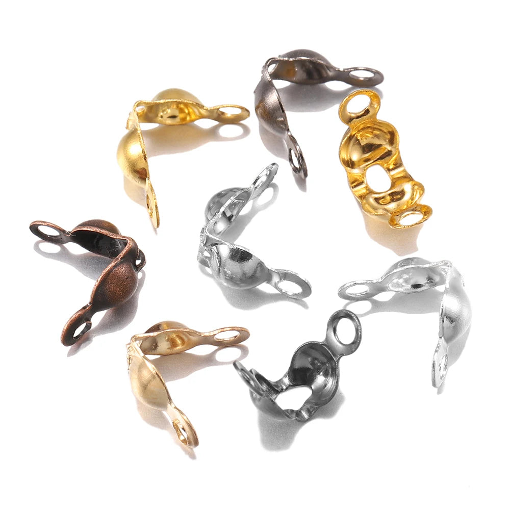 Lote de 100-200 Piezas de Conectores de Cadena de 4x7 mm - Crimps y Calottes de Aleación para Joyería DIY