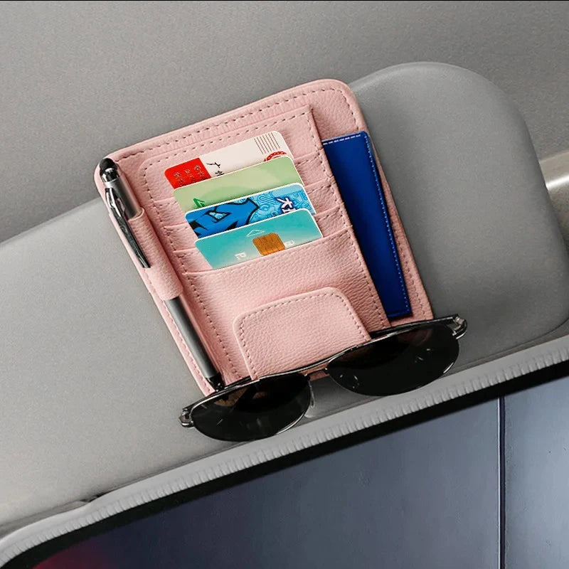 Organizador de Visera Solar para Coche, Portabolígrafos y Tarjetas de Negocios, Caja de Almacenamiento para CD/DVD y Gafas de Sol