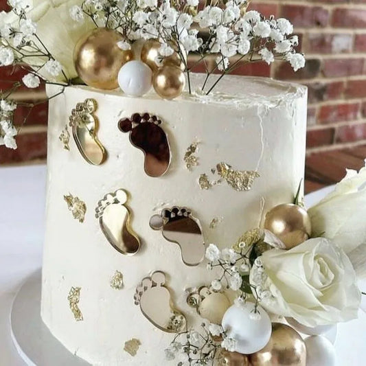 6 Piezas de Topper de Pastel Acrílico para Baby Shower – Decoración de Pies de Bebé para Revelación de Género y Primer Cumpleaños