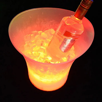 Cubo de hielo LED impermeable para bares, cubos de cerveza, champán, fiesta nocturna, 5L, 6 colores