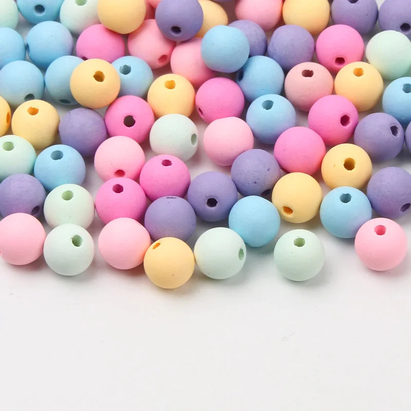Cuentas Acrílicas Redondas Mate en Colores Macaron de 6/8/10mm, Espaciadores Sueltos para Joyería DIY, Pulseras y Collares