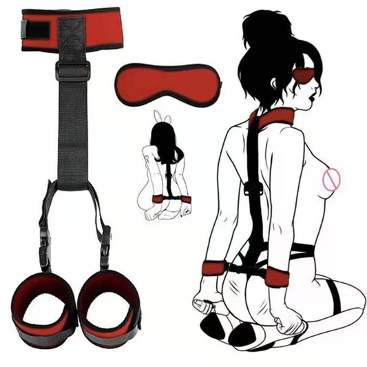 Juego de Esposas Ajustables y Antifaz para Adultos - Set BDSM para Mujeres y Parejas, Collar Erótico y Restricción Sensual - Juguetes Sexuales Sin Vibrador