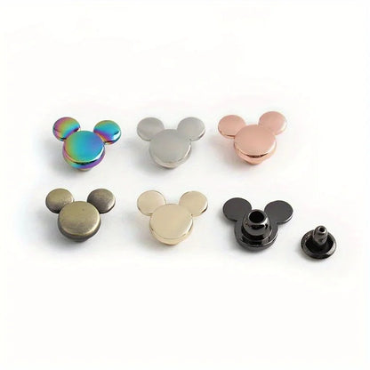 10PCS Remaches Metálicos en Forma de Ratón para DIY, Accesorios de Alta Calidad para Ropa, Carteras y Manualidades
