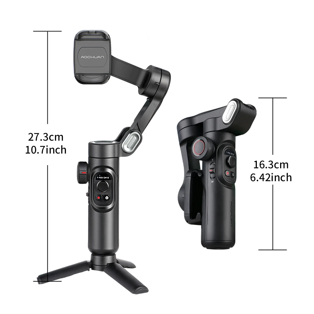 Estabilizador Inteligente AOCHUAN Smart XE de 3 Ejes con Luz de Relleno para Smartphone - Seguimiento Facial, TikTok, Vlog - Compatible con iPhone y Android