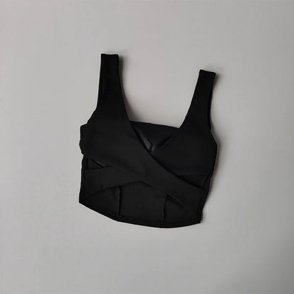 Sujetador deportivo de una pieza con espalda cruzada para mujer, camiseta sin mangas a prueba de golpes, sujetador de Fitness para correr, sujetador de Yoga transpirable de secado rápido
