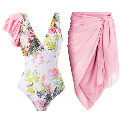 Traje de Baño de Una Pieza Sexy con Volantes para Mujeres