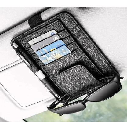 Organizador de Visera Solar para Coche, Portabolígrafos y Tarjetas de Negocios, Caja de Almacenamiento para CD/DVD y Gafas de Sol