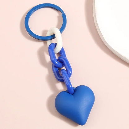 Llavero de corazón hecho a mano para mujer y niña, cadena de eslabones de plástico acrílico, colgante de bolso, accesorios, llaves de coche, regalos de joyería