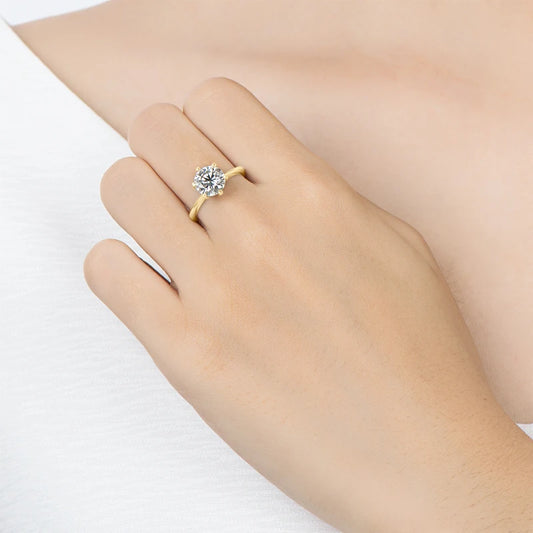 Anziw-anillo solitario de moissanita de 0,5-3,0 CT para mujer, plata 925, banda de compromiso de boda chapada en oro de 14 quilates, joyería con certificado