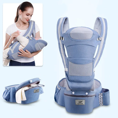 Nuevo Portabebés Ergonómico 3 en 1 para Bebés de 0 a 48 Meses - Asiento de Cadera, Envoltura Frontal y Marsupio Ergonómico
