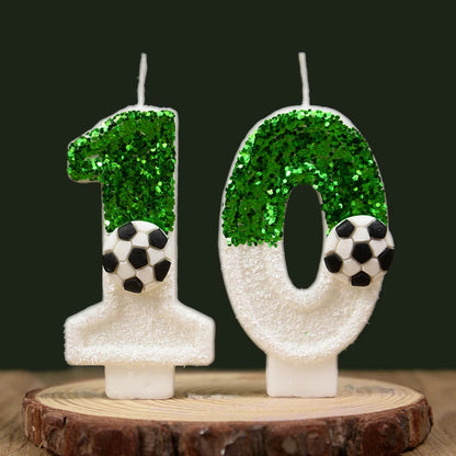 0-9 Number Soccer Cake Candles Kids Sports Theme Football Birthday Party Decoration Favors Cupcake Topper Cake Decor Supplies