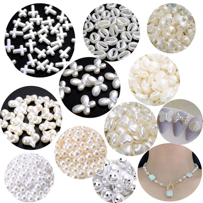 Cuentas Espaciadoras de Perlas Blancas 20-200 Piezas – Perlas Imitación de Acrílico para Bisutería y Manualidades DIY