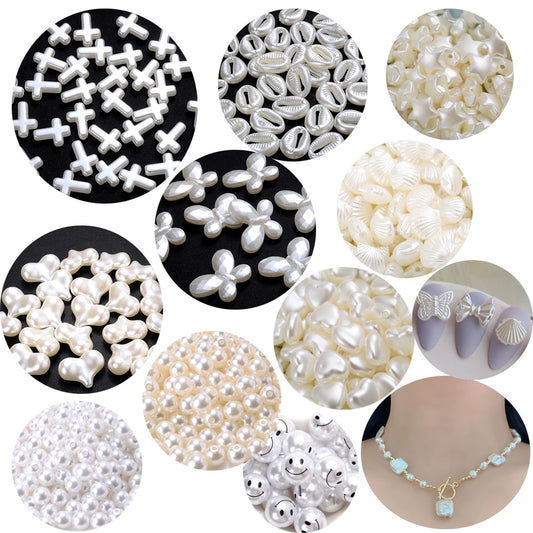 Cuentas Espaciadoras de Perlas Blancas 20-200 Piezas – Perlas Imitación de Acrílico para Bisutería y Manualidades DIY