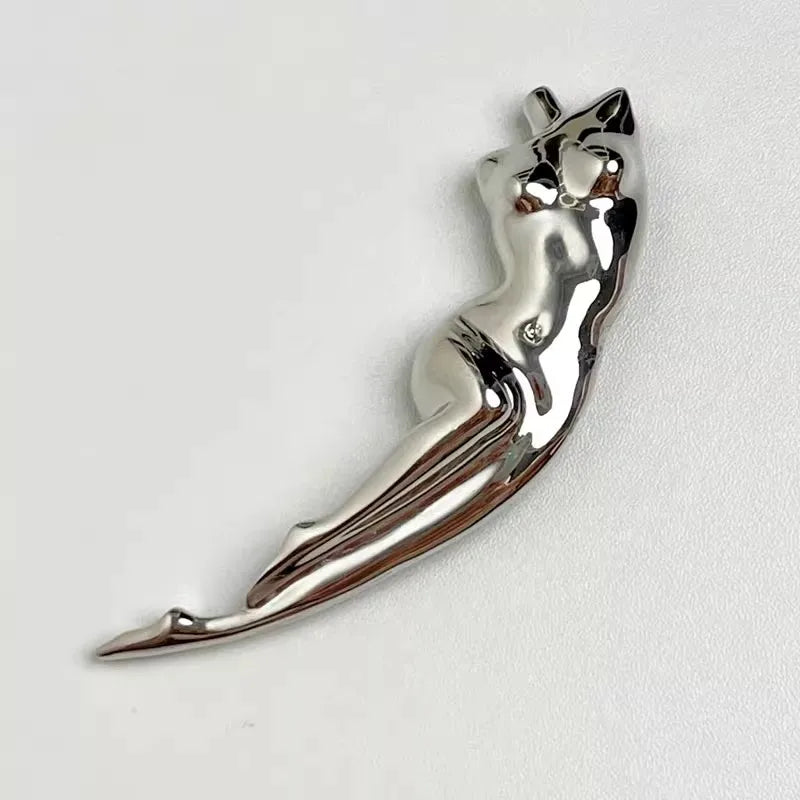 Broche Escultura Corporal Metálico Brillante para Mujer - Broche Geométrico de Moda para Fiesta y Regalos