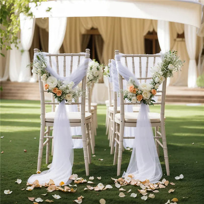 Fajas de gasa para silla, 20 piezas, decoración para bodas, eventos, banquetes y Baby Shower, 17x250 cm