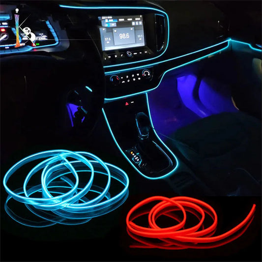 Tira LED Flexible para Interior de Coche 5M/4M/3M/2M/1M, Luces de Neón Decorativas, 12V, Luz Ambiental Universal