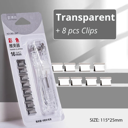 Grapadora de empuje de abrazadera de mano reutilizable sin huellas, Archivo de Libros de papel, carpeta de estudiantes de oficina, herramientas de encuadernación, accesorios de suministros