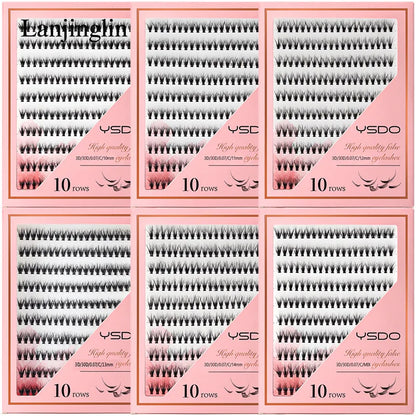 Extensiones de Pestañas Individuales, 10 Filas con 200 Racimos por Caja: Pestañas Falsas para Maquillaje Profesional y Extensión de Pestañas