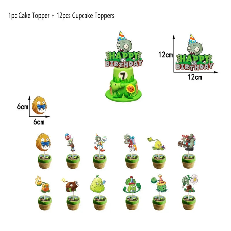 Juego de Globos de Látex y Aluminio PVZ para Fiestas - Decoración de Cumpleaños con Miner Zombies