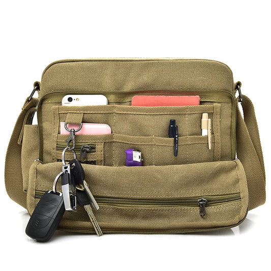 Bolsa de Lona Vintage para Hombre, Bolso Mensajero Multifuncional de Viaje, Bandolera Casual, Estilo Urbano y Ligero