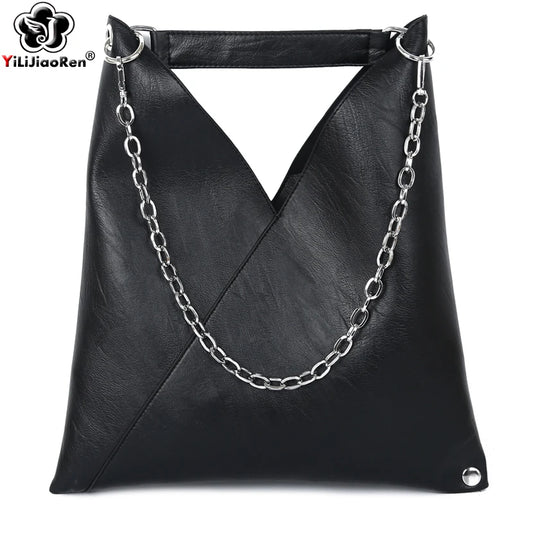 Bolso de Cuero de Moda para Mujer – Bolsa de Mano de Lujo, Capacidad Grande, Diseño Simple con Cadena, Bolsos de Hombro y Cruzados para Mujeres