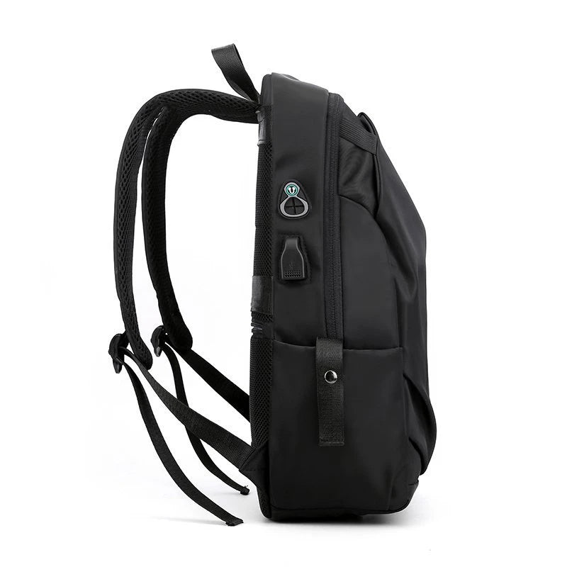Mochila Escolar Masculina Impermeable de Nylon, con Carga USB, Mochila para Laptop y Gran Capacidad para Libros y Viajes
