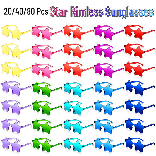 Gafas de Sol con Forma de Estrella para Mujer, Lentes sin Montura para Fiesta Disco, Recuerdo de Despedida de Soltera, Utilería para Fotos, Regalo para Invitados de Navidad, 12-60 Piezas