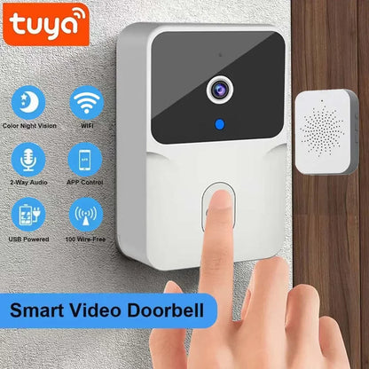 Tuya Timbre Inalámbrico con Cámara de Video WIFI, Visión Nocturna, Seguridad Inteligente para el Hogar, HD 1080P, Audio Bidireccional y Cambio de Voz