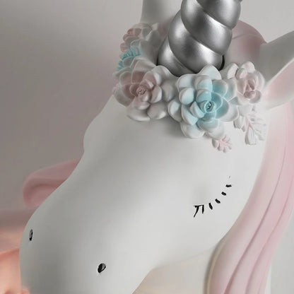 Lámpara de Pared Nórdica con Diseño de Unicornio en Cristal - Iluminación LED para Dormitorio Infantil, Mesita de Noche y Decoración de Hogar