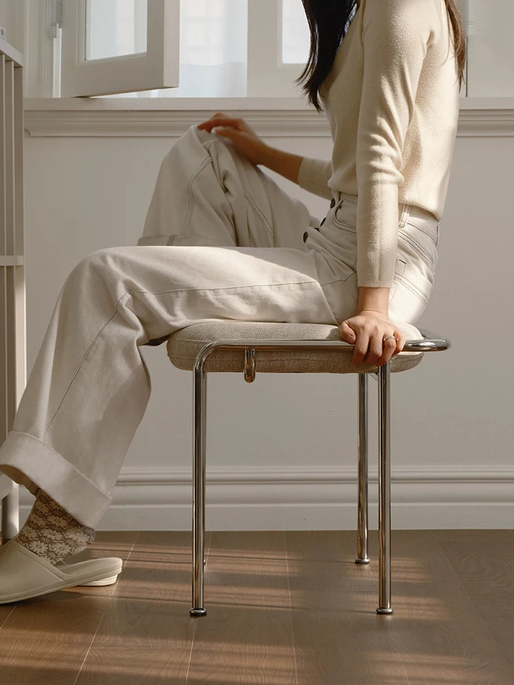 Taburete nórdico de hierro suave para cambiar zapatos - Taburete simple para comedor, taburete creativo para dormitorio, restaurante y cafetería