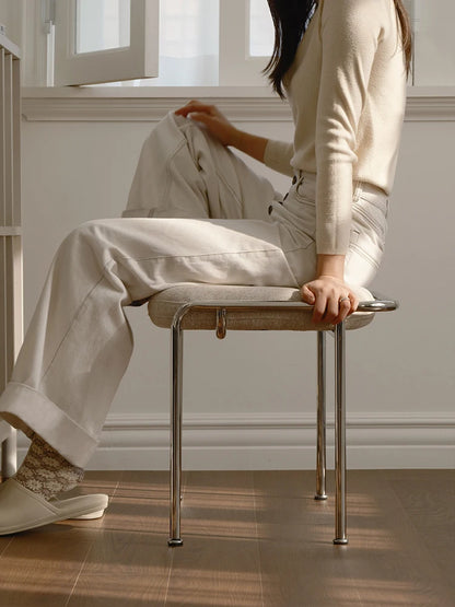 Taburete nórdico de hierro suave para cambiar zapatos - Taburete simple para comedor, taburete creativo para dormitorio, restaurante y cafetería